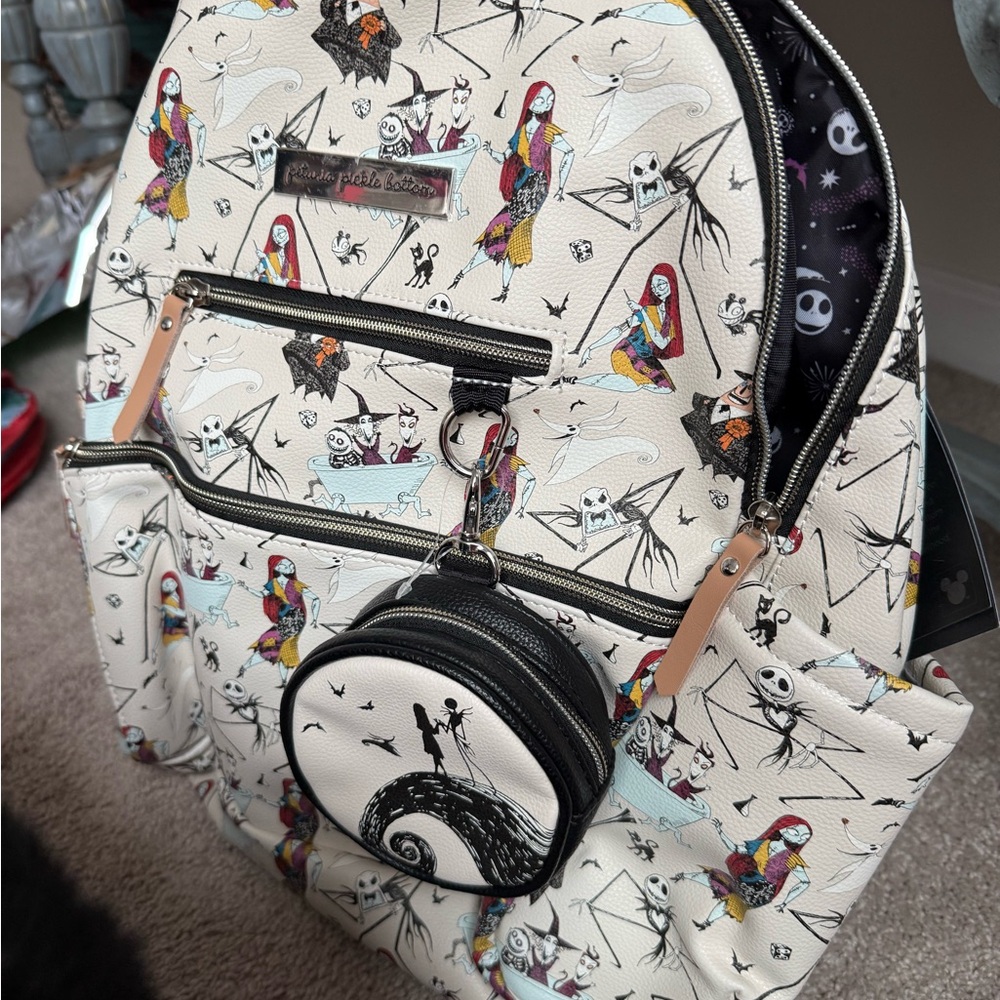 Petunia Pickle Bottom Cream and Black diaper Backpack